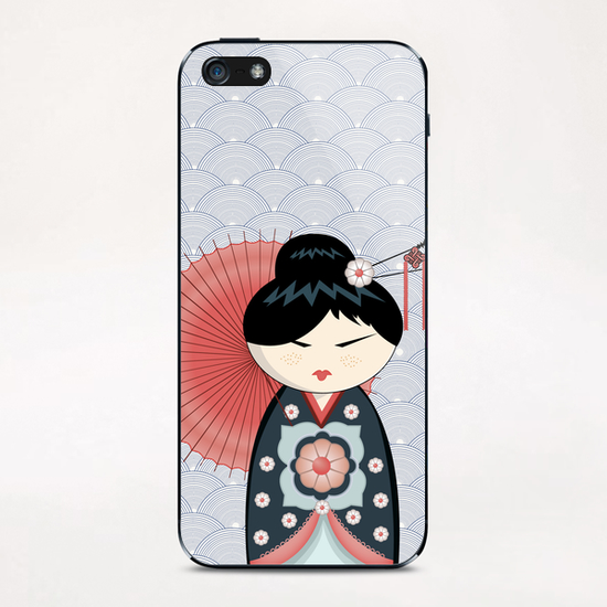 Red umbrella kokeshi iPhone & iPod Skin by PIEL Design