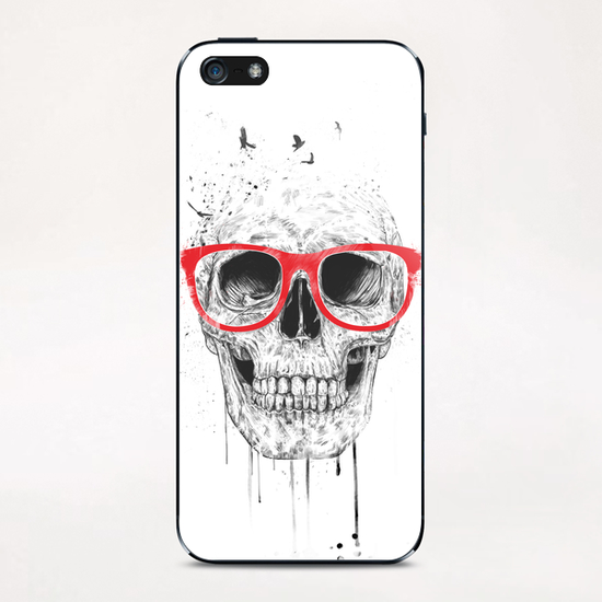 Skull with red glasses iPhone & iPod Skin by Balazs Solti