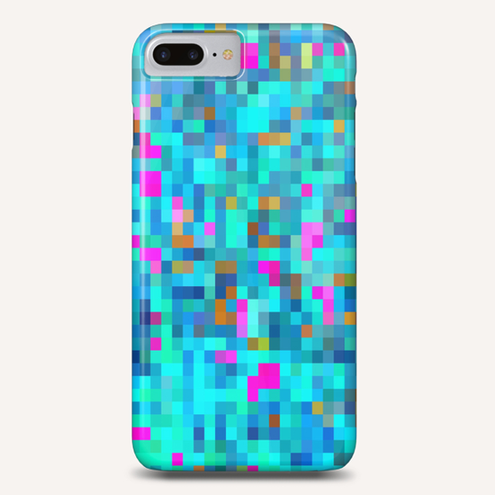 geometric square pixel pattern abstract in blue green pink Phone Case by Timmy333