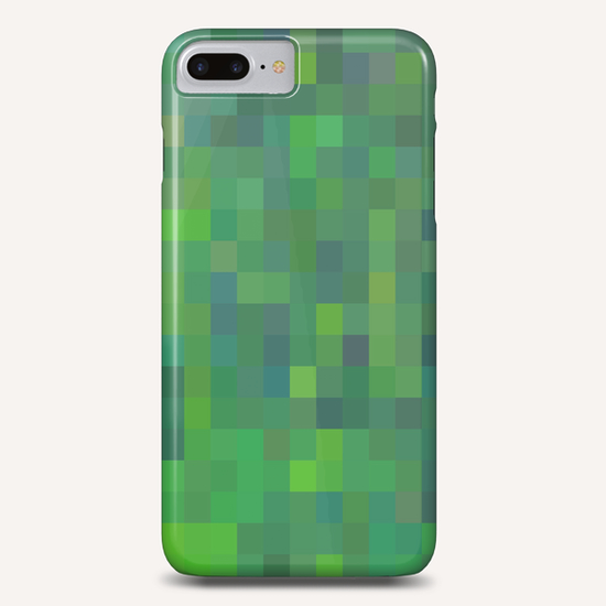 geometric square pixel pattern abstract in green and blue Phone Case by Timmy333