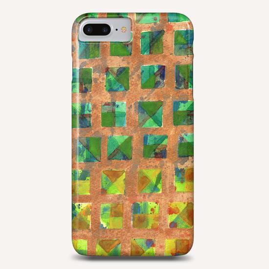 Green Squares on Golden Background Pattern  Phone Case by Heidi Capitaine
