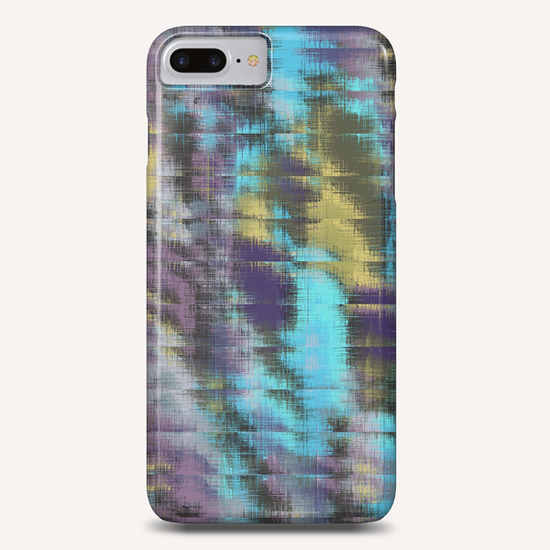 psychedelic geometric abstract pattern in blue yellow purple Phone Case by Timmy333