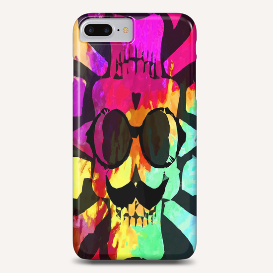old vintage funny skull art portrait with painting abstract background in red purple yellow green Phone Case by Timmy333