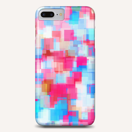 geometric square pattern abstract background in pink and blue Phone Case by Timmy333