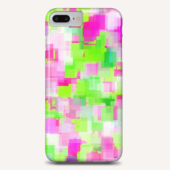 geometric square pattern abstract background in pink and green Phone Case by Timmy333