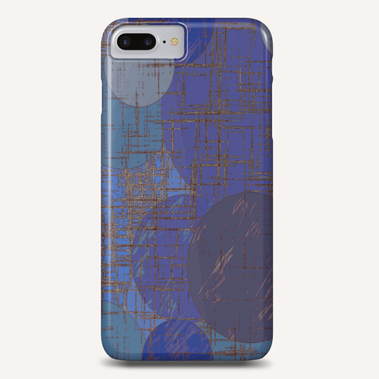 geometric circle and square pattern abstract in blue and purple Phone Case by Timmy333
