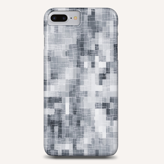 geometric square pixel pattern abstract in black and white Phone Case by Timmy333