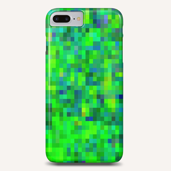 geometric square pixel pattern abstract in green and blue Phone Case by Timmy333