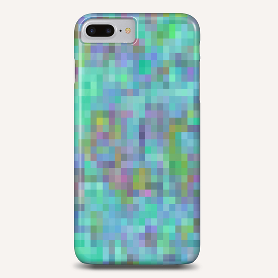 geometric square pixel pattern abstract in green blue pink Phone Case by Timmy333
