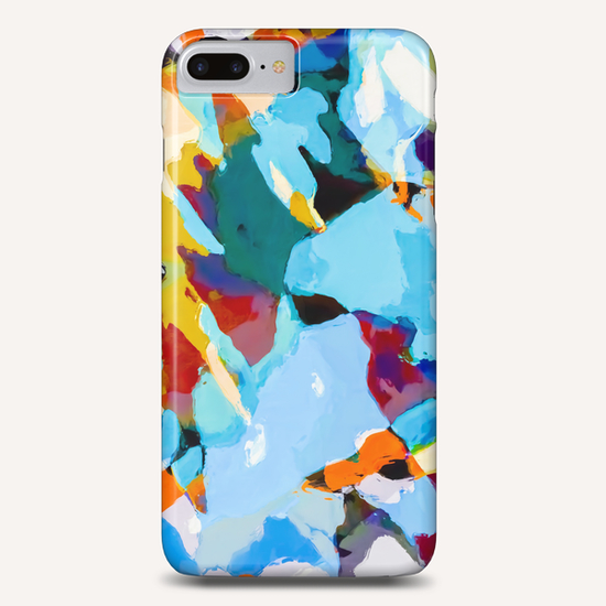 painting texture abstract in blue orange green yellow Phone Case by Timmy333