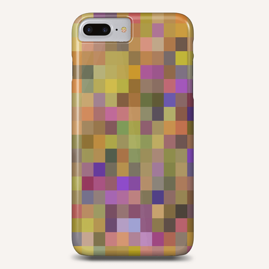 geometric square pixel pattern abstract in yellow green purple Phone Case by Timmy333