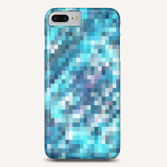 geometric square pixel pattern abstract in blue Phone Case by Timmy333