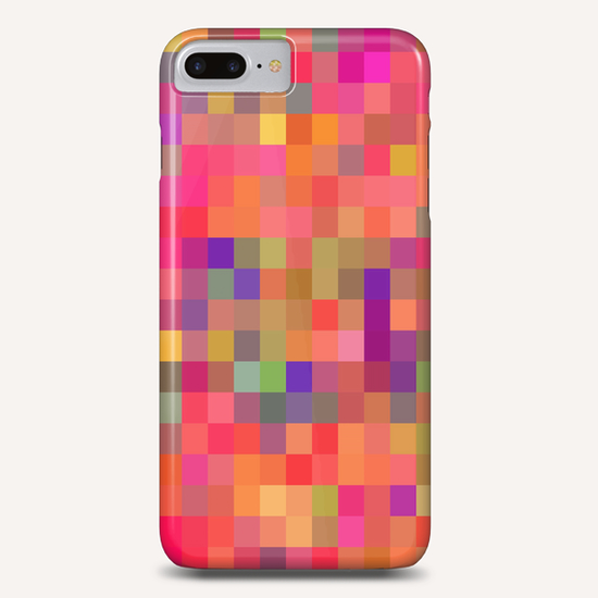 geometric square pixel pattern abstract in pink blue yellow Phone Case by Timmy333