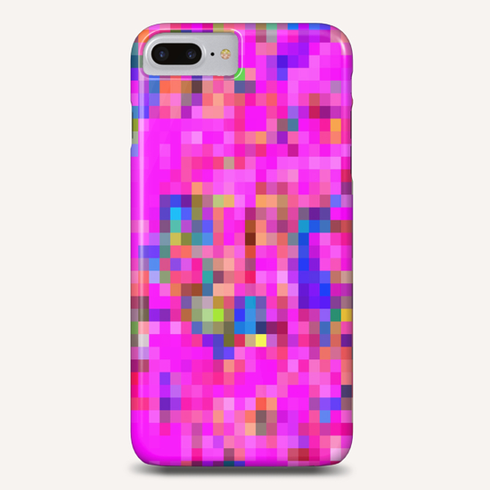 geometric square pixel pattern abstract background in pink blue yellow Phone Case by Timmy333