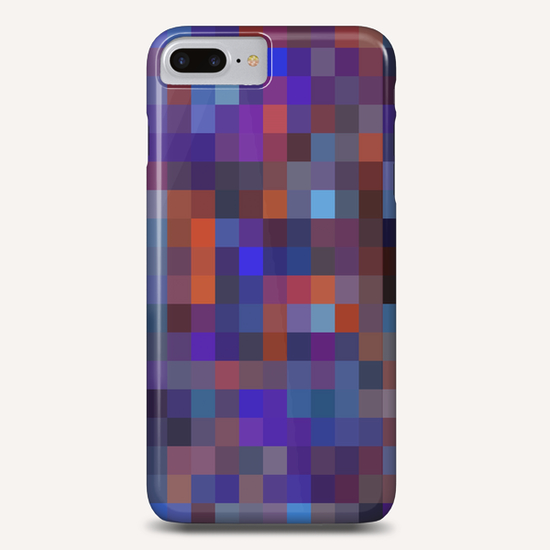 geometric square pixel pattern abstract background in blue purple orange Phone Case by Timmy333