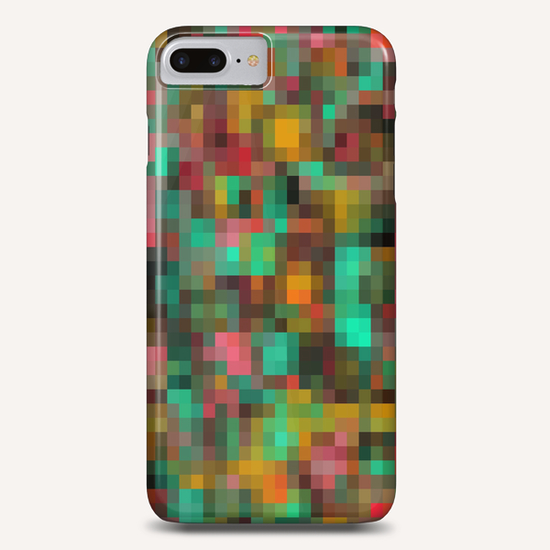 geometric square pixel pattern abstract background in green yellow pink Phone Case by Timmy333