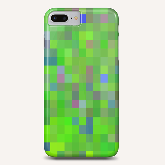 geometric square pixel pattern abstract background in green blue pink Phone Case by Timmy333