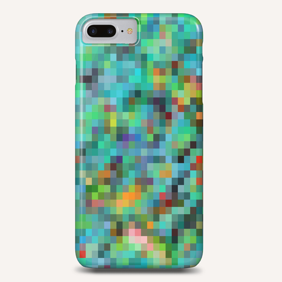 geometric square pixel pattern abstract background in green blue orange Phone Case by Timmy333