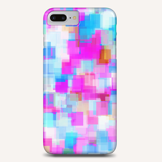 geometric square pattern abstract background in pink and blue Phone Case by Timmy333
