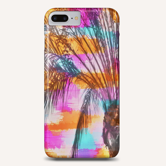 palm tree with colorful painting abstract background in pink orange blue Phone Case by Timmy333