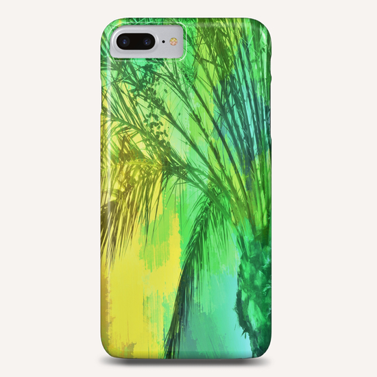 palm tree with green and yellow painting texture abstract background Phone Case by Timmy333