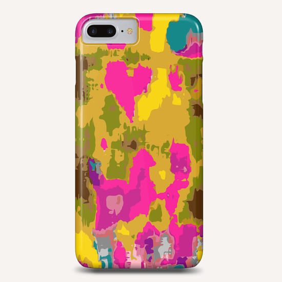 psychedelic geometric painting texture abstract in pink yellow brown blue Phone Case by Timmy333