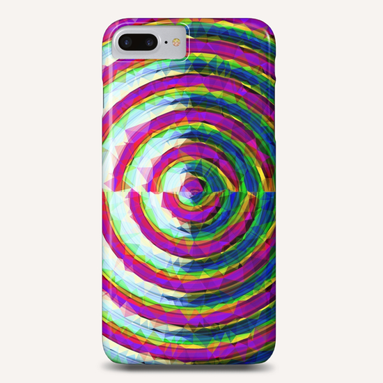psychedelic geometric polygon pattern in circle shape with pink blue green Phone Case by Timmy333