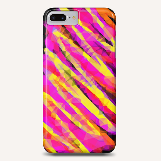 psychedelic geometric polygon abstract in pink yellow orange black Phone Case by Timmy333