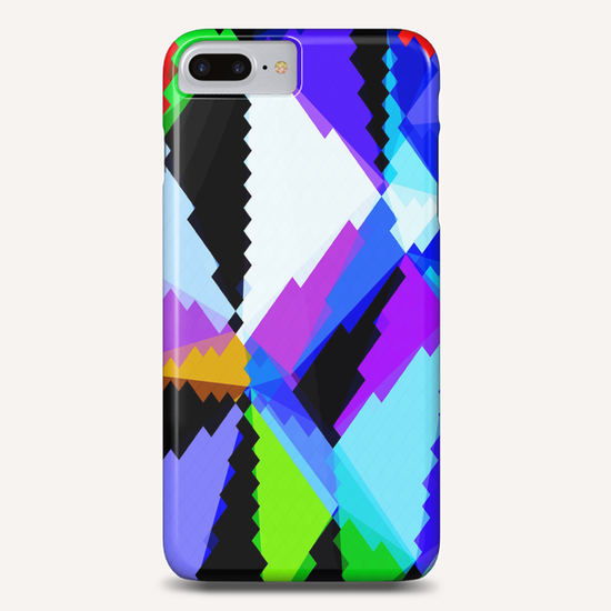 geometric triangle and square pattern abstract in blue purple green red Phone Case by Timmy333