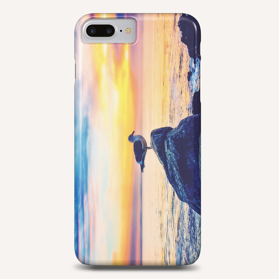 bird on the stone with ocean sunset sky background Phone Case by Timmy333