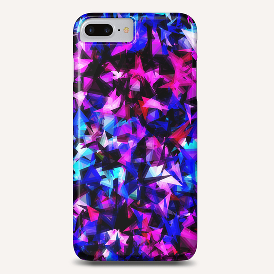 psychedelic geometric triangle polygon abstract pattern in pink blue black Phone Case by Timmy333