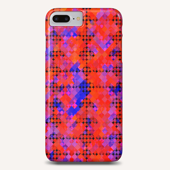 geometric circle and square pattern abstract in red orange blue Phone Case by Timmy333