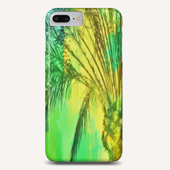 isolate palm tree with painting abstract background in green yellow Phone Case by Timmy333