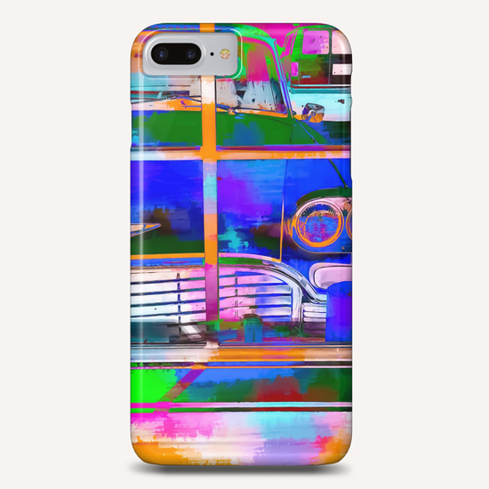 blue classic taxi car with painting abstract in green pink orange  blue Phone Case by Timmy333