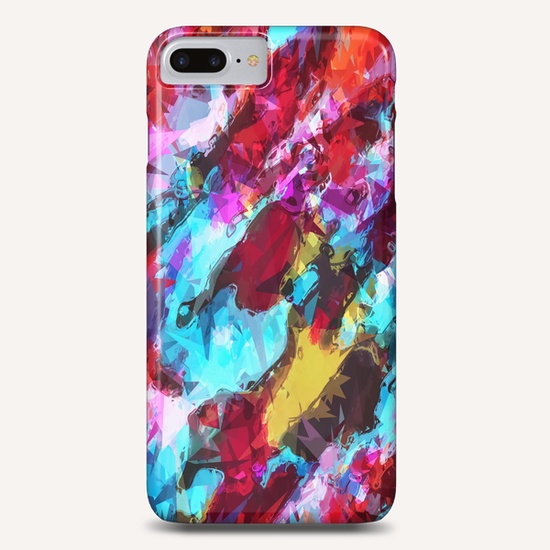psychedelic geometric pattern painting abstract background in blue red yellow pink Phone Case by Timmy333