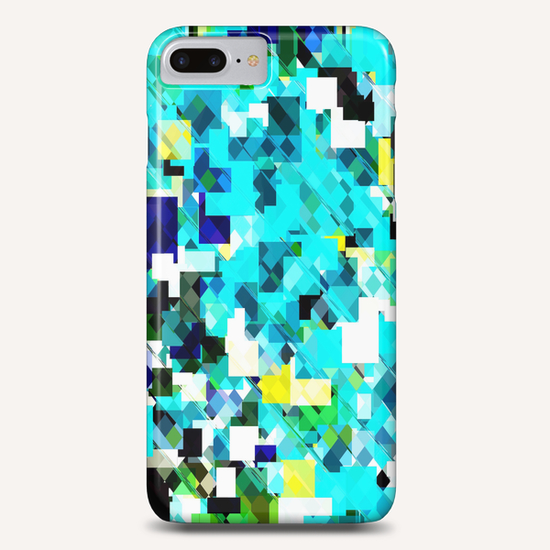 geometric square pixel pattern abstract in blue and yellow Phone Case by Timmy333