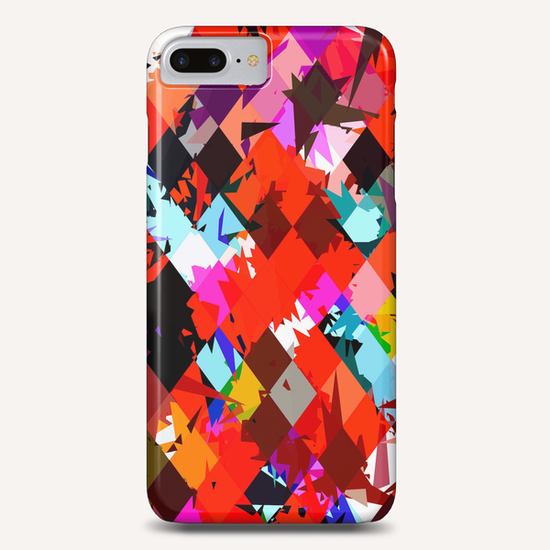geometric square pixel pattern abstract in red blue pink Phone Case by Timmy333