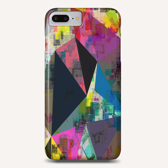 psychedelic geometric triangle pattern abstract with painting abstract background in pink blue yellow red green Phone Case by Timmy333