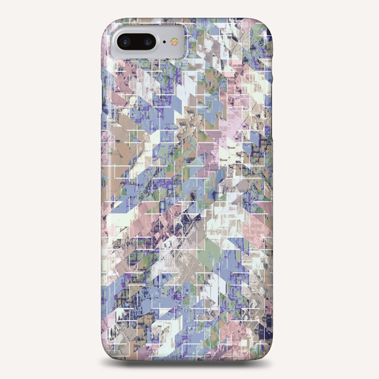 geometric square pattern abstract background in blue pink brown Phone Case by Timmy333