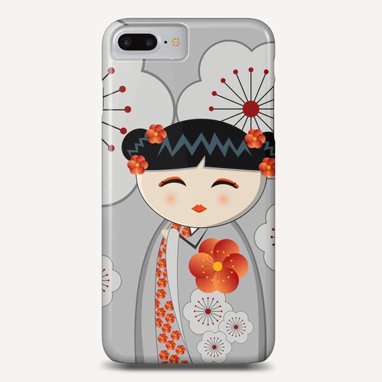 Orange and grey kokeshi Phone Case by PIEL Design
