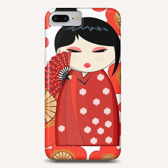 Red flower kokeshi Phone Case by PIEL Design