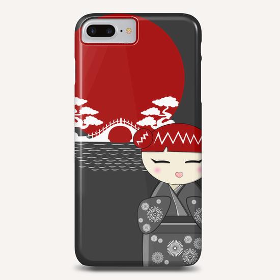 Red and grey kokeshi Phone Case by PIEL Design