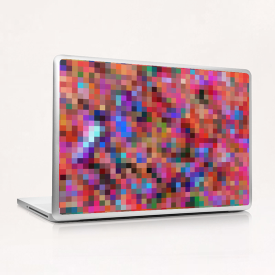 geometric square pixel pattern abstract background in pink blue orange purple Laptop & iPad Skin by Timmy333