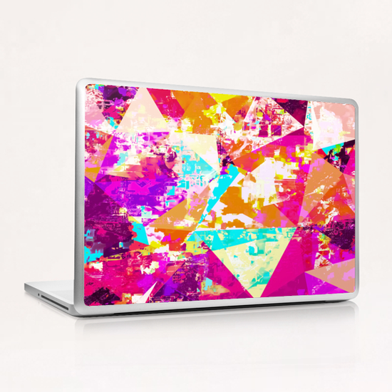 geometric triangle pattern abstract in pink blue purple Laptop & iPad Skin by Timmy333