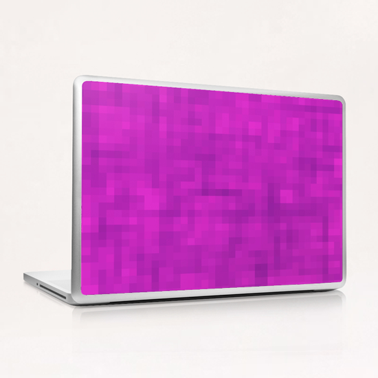 geometric square pixel pattern abstract in pink and purple Laptop & iPad Skin by Timmy333