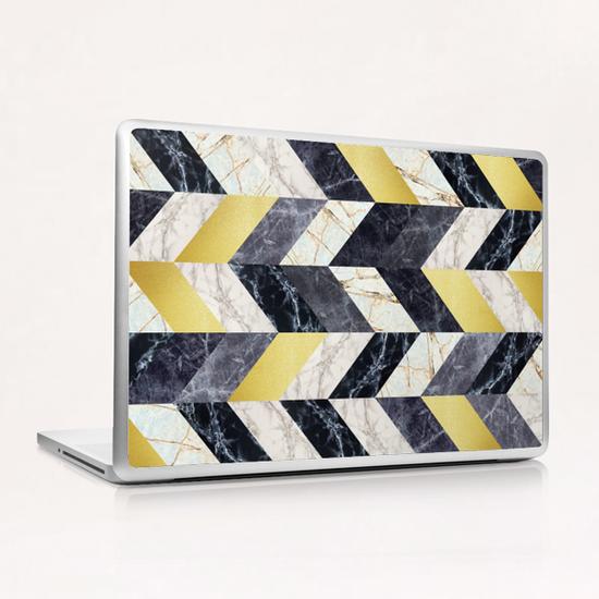 Chevron geometric marble and gold Laptop & iPad Skin by Vitor Costa