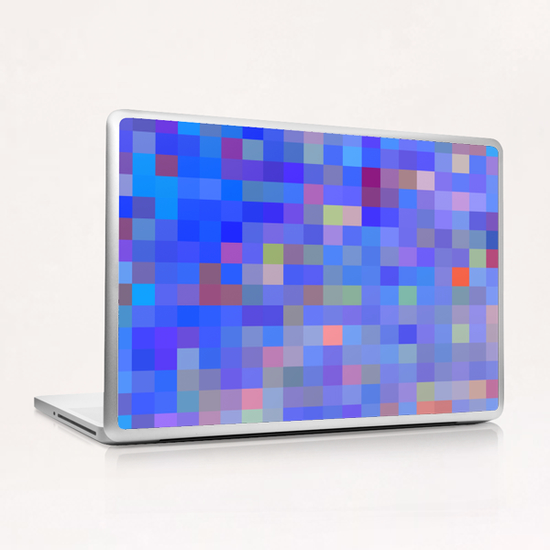 geometric square pixel pattern abstract in blue and pink Laptop & iPad Skin by Timmy333