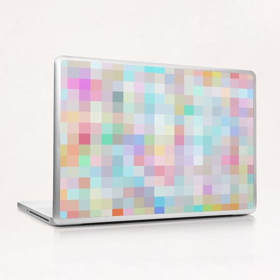 geometric square pixel pattern abstract in blue and pink Laptop & iPad Skin by Timmy333