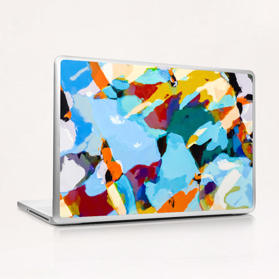 painting texture abstract in blue orange green yellow Laptop & iPad Skin by Timmy333