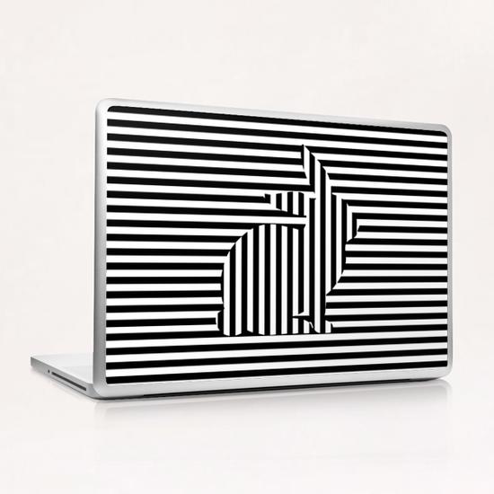 Rabbit Silhouette on Stripes Laptop & iPad Skin by Divotomezove